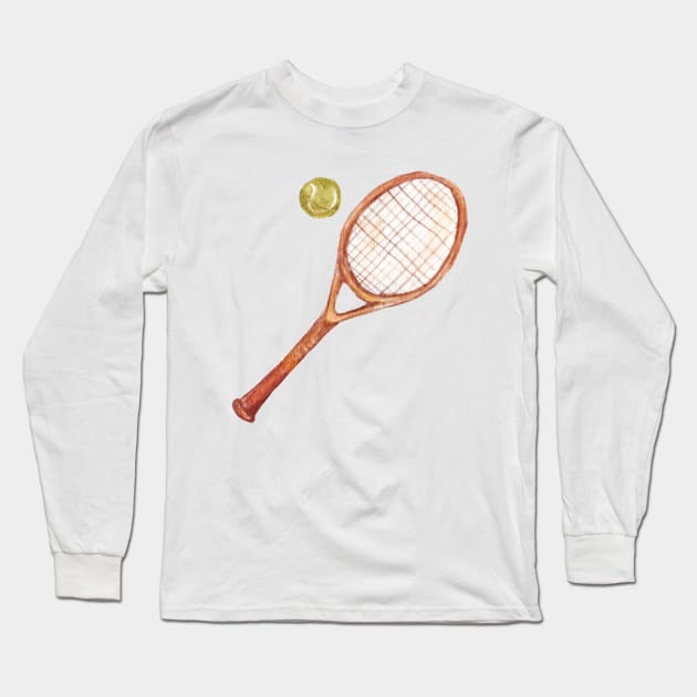 Tennis racket with tennis ball Long Sleeve T-Shirt by lisenok